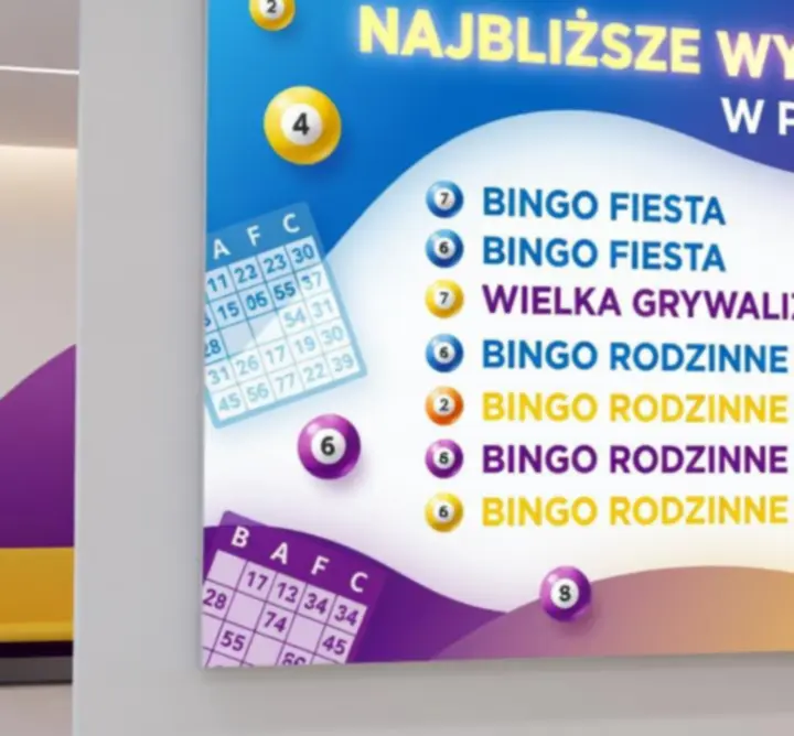 Tablica z harmonogramem wydarzeń bingo w klubie