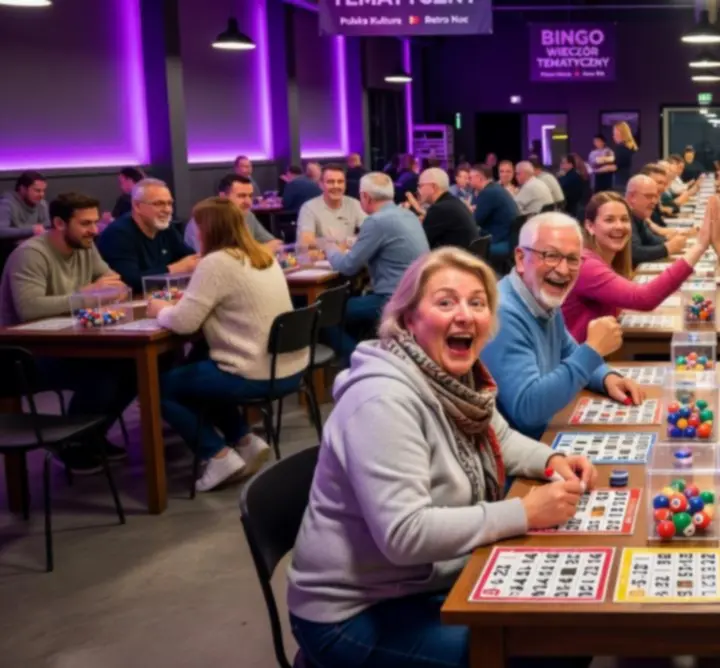 Wieczór bingo w klubie Petoventra z graczami przy stolikach