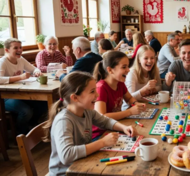 Uśmiechnięta społeczność grająca w bingo w Petoventra Club